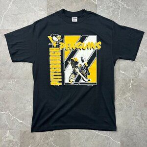 80s Vintage Pittsburgh Penguins Graphic Tee Mens Large Short Sleeve Caricature